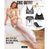 imageRSLOVE Lace Top Thigh High  Stockings for Women Sheer Stockings Antiskid Silicone Stay Up Pantyhose Sexy Lingerie for WomenWhite