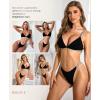 imageRSLOVE Lingerie Set for Women Sexy  V Neck 2 Piece Push Up Bra and Panty Sets Womens Garter Belt Bodysuit Shiny OutfitsBlack