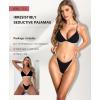 imageRSLOVE Lingerie Set for Women Sexy  V Neck 2 Piece Push Up Bra and Panty Sets Womens Garter Belt Bodysuit Shiny OutfitsBlack