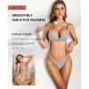 imageRSLOVE Lingerie Set for Women Sexy  V Neck 2 Piece Push Up Bra and Panty Sets Womens Garter Belt Bodysuit Shiny OutfitsGray