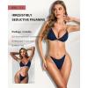 imageRSLOVE Lingerie Set for Women Sexy  V Neck 2 Piece Push Up Bra and Panty Sets Womens Garter Belt Bodysuit Shiny OutfitsNavy Blue