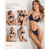imageRSLOVE Lingerie Set for Women Sexy  V Neck 2 Piece Push Up Bra and Panty Sets Womens Garter Belt Bodysuit Shiny OutfitsNavy Blue