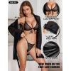 imageRSLOVE Women Sexy Lingerie Set  3 Piece Bra and Panty Sets with Lace Kimono Robe Sheer Sleepwear Mesh NightgownBlack