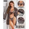 imageRSLOVE Women Sexy Lingerie Set  3 Piece Bra and Panty Sets with Lace Kimono Robe Sheer Sleepwear Mesh NightgownLeopard