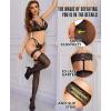 imageRSLOVE Womens Thigh High Stockings  Silicone Lace Top Sheer Stocking Sexy Bow Suspenders PantyhoseBlack