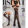 imageRSLOVE Womens Thigh High Stockings  Silicone Lace Top Sheer Stocking Sexy Bow Suspenders PantyhoseBlack