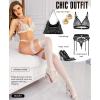 imageRSLOVE Womens Thigh High Stockings  Silicone Lace Top Sheer Stocking Sexy Bow Suspenders PantyhoseWhite