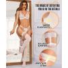 imageRSLOVE Womens Thigh High Stockings  Silicone Lace Top Sheer Stocking Sexy Bow Suspenders PantyhoseWhite