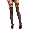 imageRSLOVE Womens Thigh High Stockings  Silicone Lace Top Sheer Stocking Sexy Bow Suspenders PantyhoseBlack