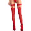 imageRSLOVE Womens Thigh High Stockings  Silicone Lace Top Sheer Stocking Sexy Bow Suspenders PantyhoseRed