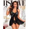 imageRSLOVE Lingerie for Women Lace Babydoll  Sexy Lingerie Open Front Sleepwear Halter Nightwear Ruffle Trim ChemiseBlack