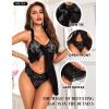 imageRSLOVE Lingerie for Women Lace Babydoll  Sexy Lingerie Open Front Sleepwear Halter Nightwear Ruffle Trim ChemiseBlack