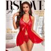 imageRSLOVE Lingerie for Women Lace Babydoll  Sexy Lingerie Open Front Sleepwear Halter Nightwear Ruffle Trim ChemiseRed