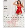 imageRSLOVE Lingerie for Women Lace Babydoll  Sexy Lingerie Open Front Sleepwear Halter Nightwear Ruffle Trim ChemiseRed