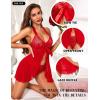 imageRSLOVE Lingerie for Women Lace Babydoll  Sexy Lingerie Open Front Sleepwear Halter Nightwear Ruffle Trim ChemiseRed