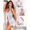 imageRSLOVE Lingerie for Women Lace Babydoll  Sexy Lingerie Open Front Sleepwear Halter Nightwear Ruffle Trim ChemiseWhite