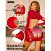 imageRSLOVE Sexy Lingerie Babydoll Chemise  Womens Mesh Hollow Out Backless Mini Dress Long Sleeve One Piece OutfitsRed