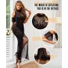 imageRSLOVE Women Lingerie Sexy Dress  Lace Mesh Sleepwear Maxi Nightgown Exotic Sheer Long Bridal Chemise with Detachable SleeveBlack