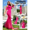 imageRSLOVE Women Lingerie Sexy Dress  Lace Mesh Sleepwear Maxi Nightgown Exotic Sheer Long Bridal Chemise with Detachable SleeveRose Red