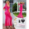 imageRSLOVE Women Lingerie Sexy Dress  Lace Mesh Sleepwear Maxi Nightgown Exotic Sheer Long Bridal Chemise with Detachable SleeveRose Red