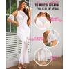 imageRSLOVE Women Lingerie Sexy Dress  Lace Mesh Sleepwear Maxi Nightgown Exotic Sheer Long Bridal Chemise with Detachable SleeveWhite