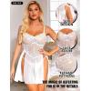 imageRSLOVE Women Sexy Babydoll Lingerie Lace Nightgowns Nighty Mesh Sleepwear Wedding Lingerie For BrideWhite