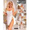 imageRSLOVE Women Sexy Babydoll Lingerie Lace Nightgowns Nighty Mesh Sleepwear Wedding Lingerie For BrideWhite
