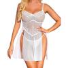 imageRSLOVE Women Sexy Babydoll Lingerie Lace Nightgowns Nighty Mesh Sleepwear Wedding Lingerie For BrideWhite