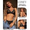 imageRSLOVE Lingerie for Women Sexy Floral Lace Bra and Panty Sets Two Piece BabydollBlack