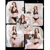 imageRSLOVE Lingerie for Women Sexy Floral Lace Bra and Panty Sets Two Piece BabydollBlack