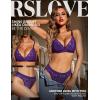 imageRSLOVE Lingerie for Women Sexy Floral Lace Bra and Panty Sets Two Piece BabydollPurple