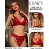 imageRSLOVE Lingerie for Women Sexy Floral Lace Bra and Panty Sets Two Piece BabydollWine Red