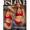 imageRSLOVE Lingerie for Women Sexy Floral Lace Bra and Panty Sets Two Piece BabydollWine Red