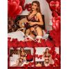 imageRSLOVE Women Lingerie Sets with Garter Belt 3 Piece Lace Teddy Babydoll BodysuitBlackred
