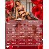 imageRSLOVE Women Lingerie Sets with Garter Belt 3 Piece Lace Teddy Babydoll BodysuitBlackred