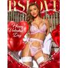 imageRSLOVE Women Lingerie Sets with Garter Belt 3 Piece Lace Teddy Babydoll BodysuitLight Pink