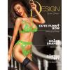 imageRSLOVE Women Lingerie Sets with Garter Belt 3 Piece Lace Teddy Babydoll BodysuitNeon Green