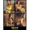 imageRSLOVE Women Lingerie Sets with Garter Belt 3 Piece Lace Teddy Babydoll BodysuitNeon Yellow