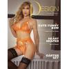 imageRSLOVE Women Lingerie Sets with Garter Belt 3 Piece Lace Teddy Babydoll BodysuitOrange