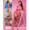 imageRSLOVE Women Lingerie Sets with Garter Belt 3 Piece Lace Teddy Babydoll BodysuitPink