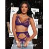 imageRSLOVE Women Lingerie Sets with Garter Belt 3 Piece Lace Teddy Babydoll BodysuitPurple