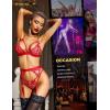 imageRSLOVE Women Lingerie Sets with Garter Belt 3 Piece Lace Teddy Babydoll BodysuitRed