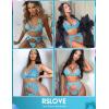 imageRSLOVE Women Lingerie Sets with Garter Belt 3 Piece Lace Teddy Babydoll BodysuitSky Blue