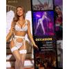 imageRSLOVE Women Lingerie Sets with Garter Belt 3 Piece Lace Teddy Babydoll BodysuitWhite