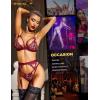 imageRSLOVE Women Lingerie Sets with Garter Belt 3 Piece Lace Teddy Babydoll BodysuitWine Red