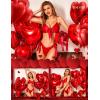 imageRSLOVE Women Sexy Lingerie Set Satin Bow Tie 2 Piece Bra and Panty SetsRed