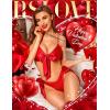 imageRSLOVE Women Sexy Lingerie Set Satin Bow Tie 2 Piece Bra and Panty SetsRed