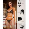 imageRSLOVE Women Sexy Mesh Lingerie Fishnet Babydoll Free Size Bodysuit See Through Shirts Long SleeveOrange