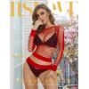 imageRSLOVE Women Sexy Mesh Lingerie Fishnet Babydoll Free Size Bodysuit See Through Shirts Long SleeveRed