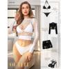 imageRSLOVE Women Sexy Mesh Lingerie Fishnet Babydoll Free Size Bodysuit See Through Shirts Long SleeveWhite
